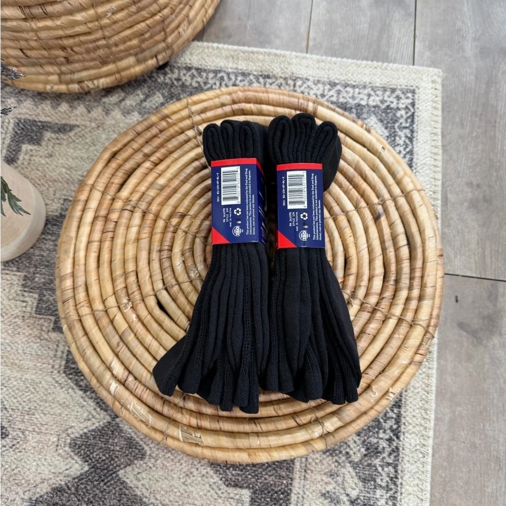 New Men’s Diabetic Black Medical Crew Socks 6 Pairs Big & Tall Cotton Nonbinding
